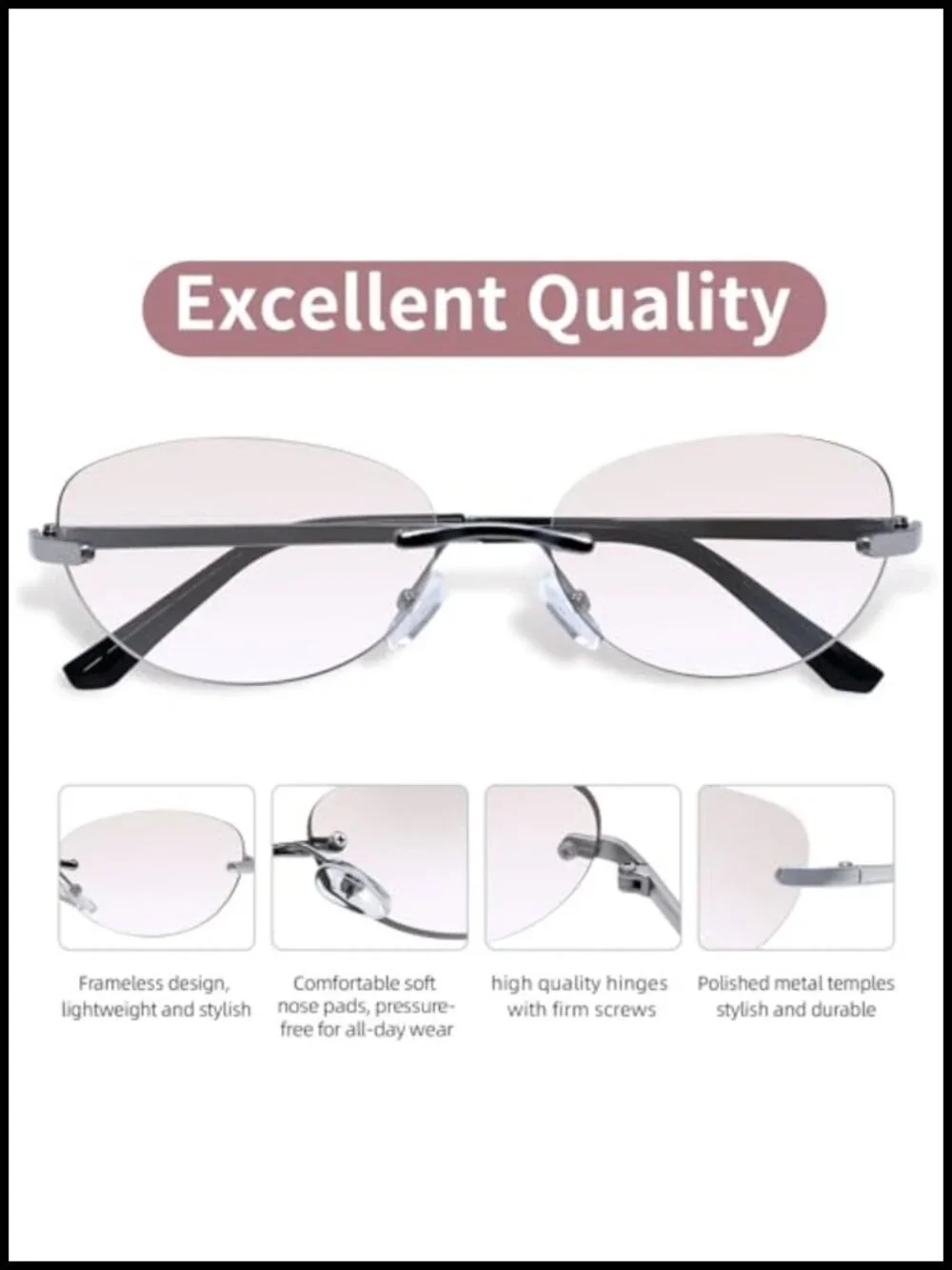 Rimless Oval Sunglasses Women Y2K Futuristic UV Protection